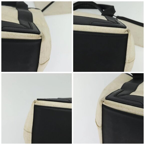 BALENCIAGA Navy Kabas Hand Bag Canvas Ivory Silver - Picture 16 of 16